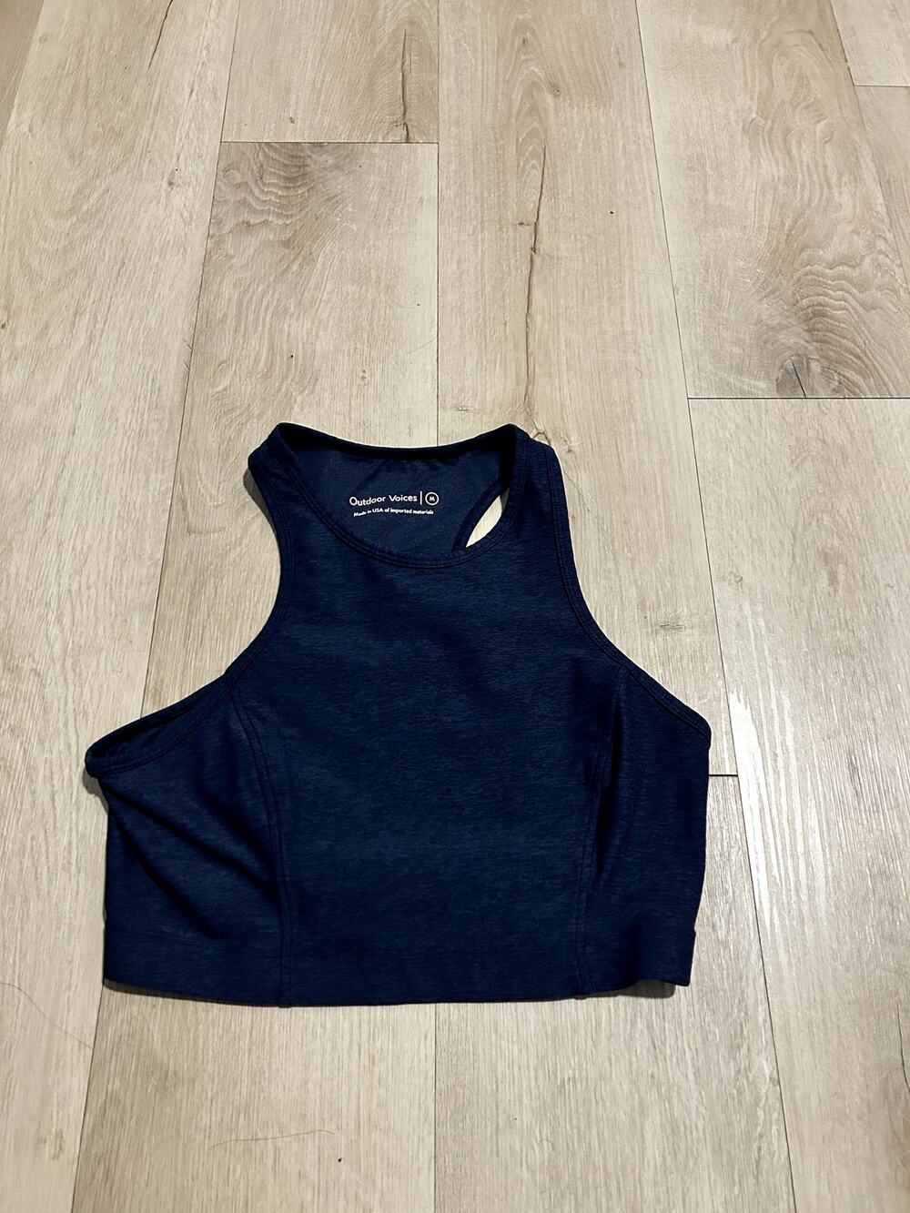 Outdoor Voices Navy Racerback Cropped Workout Tank Size M